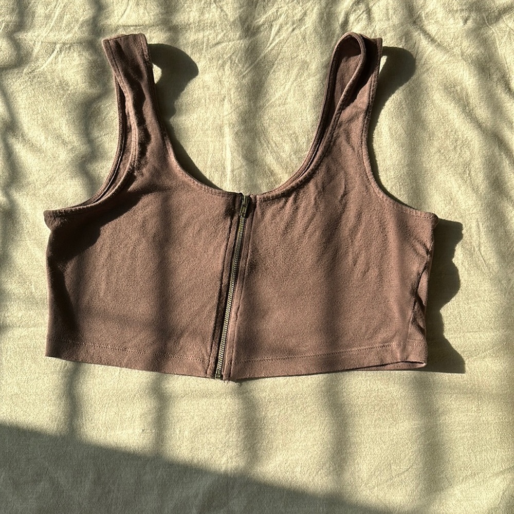 Purple zipper crop top